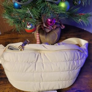 Stylish Cream Quilted Women's Belt Bag